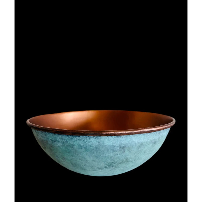 Rustic Verdigris Copper Bowl 400 x 400 x 180 mm